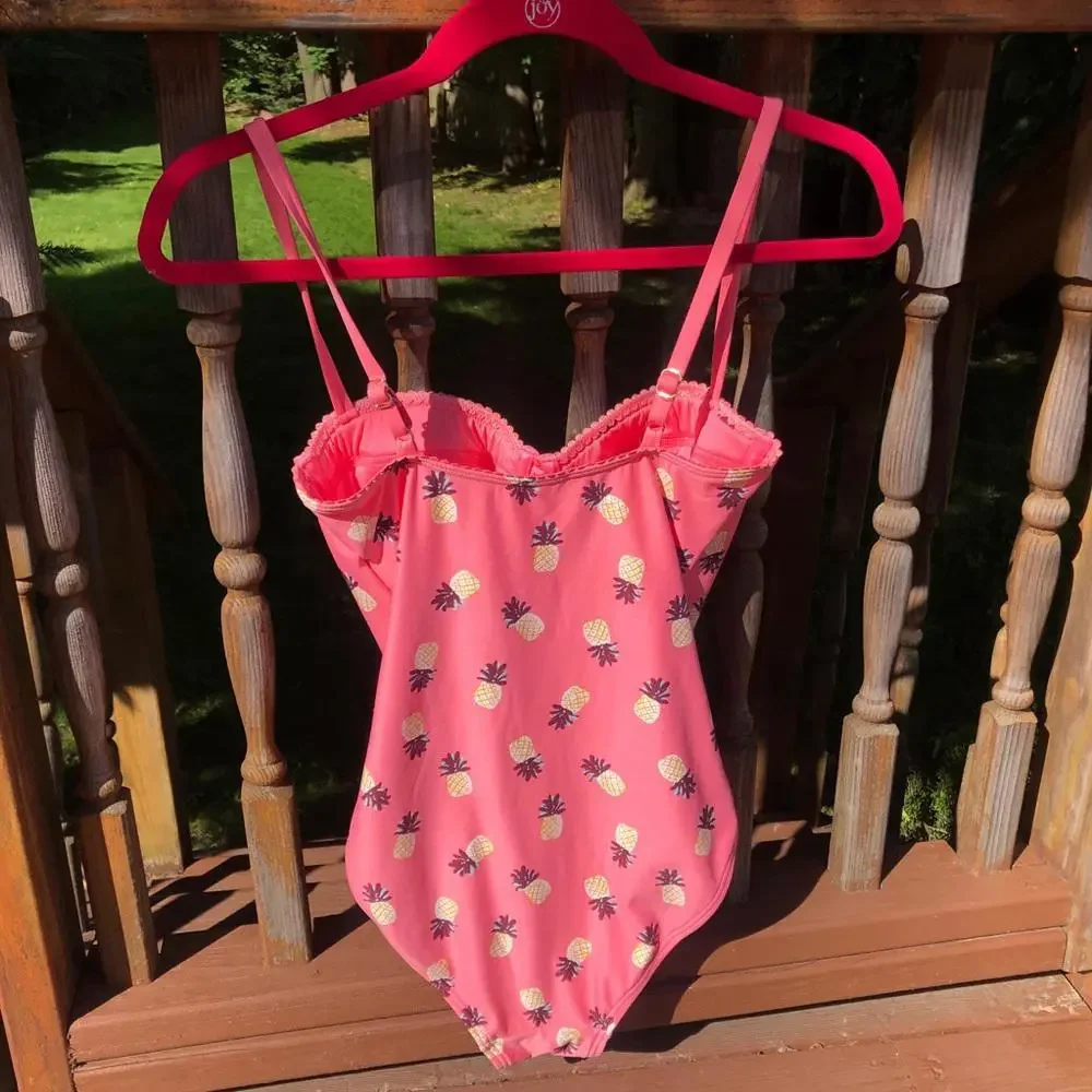 Kate Spade Pineapple Peach Coral Pink One Piece Bathing Suit 🍍 XS - Picture 3 of 9